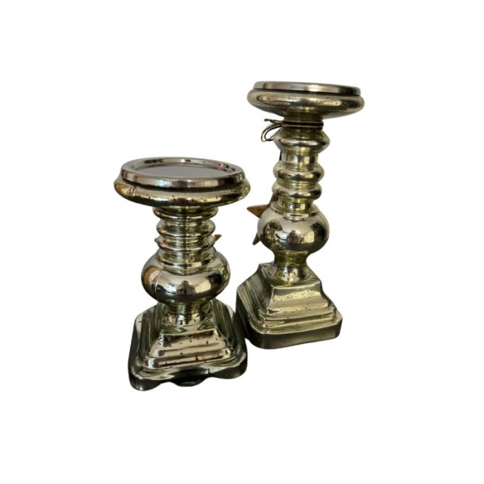 CANDELIERE VETRO CHAMPAGNE H.22